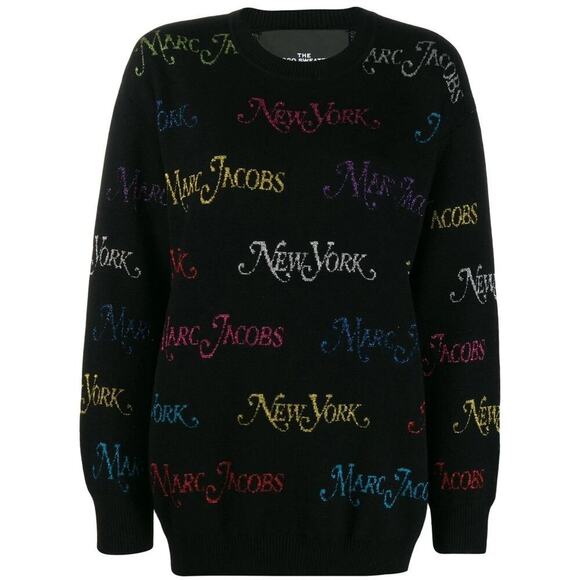 Marc Jacobs x New York Magazine Sweater Size XS Black Rainbow Metallic Wool RARE - Picture 2 of 14